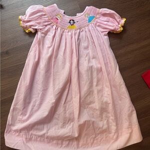 Pink Smocked Dress with Disney Princess Embroidery